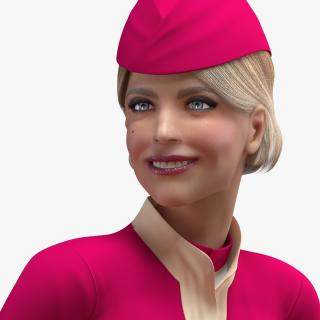 3D model Airline Hostess in Maroon Uniform Rigged