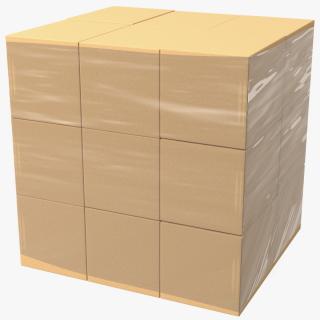 Carton Boxes Wrapped in Stretch Film(1) 3D model