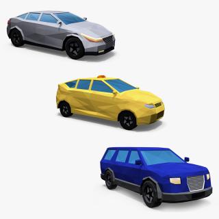 3D Low Poly Stylized Cars Collection model