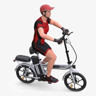 3D Cyclist Character in Red Safety Helmet model