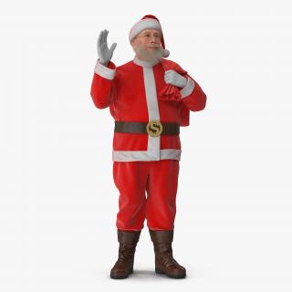 3D Santa Claus Holding Gift Bag model