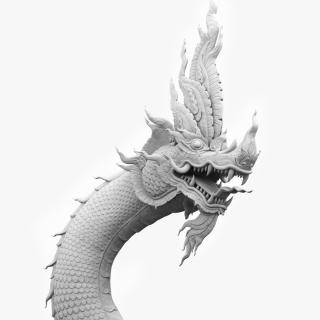 Thai Naga Dragon White Curled 3D model