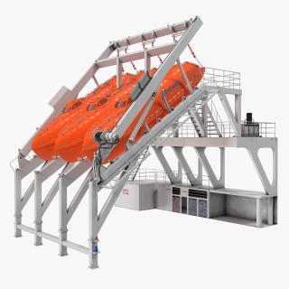 3D model Freefall Lifeboats Hydraulic Launch