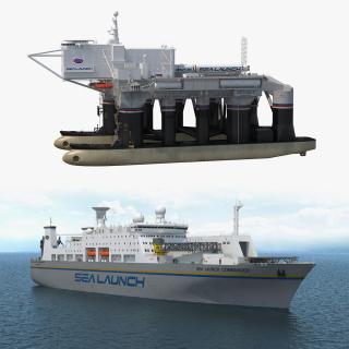 Sea Launch Platform and Ship 3D Models Collection 3D model