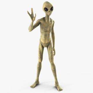 Humanoid Alien Creature Greeting Pose 3D