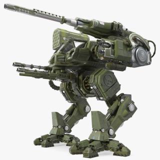 3D model Massive Walking Mech Green Old