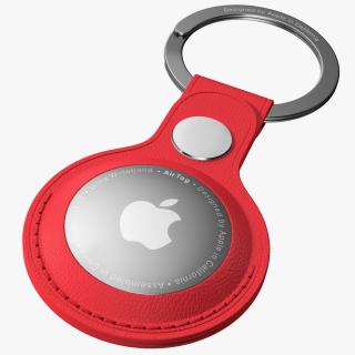 3D Apple AirTag Leather Key Ring Red model