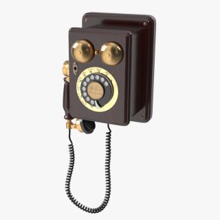 3D model Antique Wooden Phone Dark