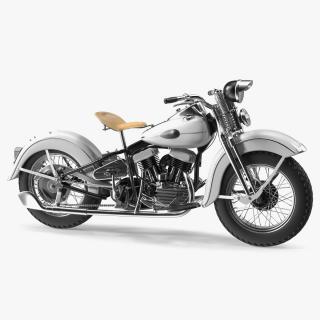 3D Retro Military Motorcycle White