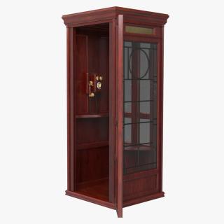 3D Wooden Phone Booth with Mounted Telephone