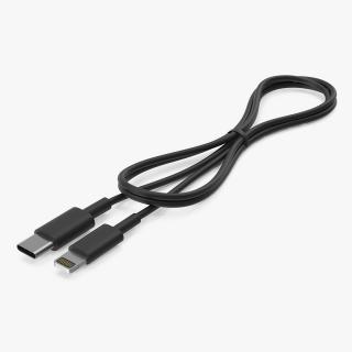 3D model USB Type-C to Lightning Cable Black