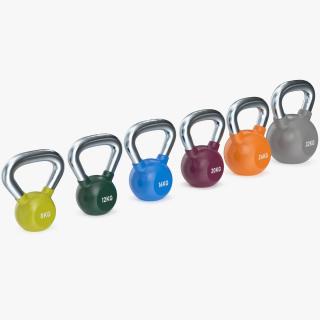 Vinyl Coated Kettlebell Weights Set 8-32kg 3D