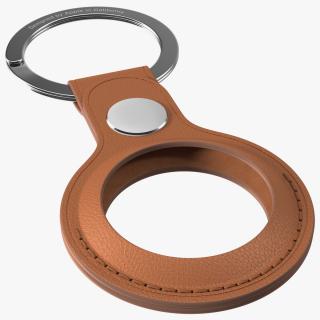 3D AirTag Leather Key Ring Saddle Brown