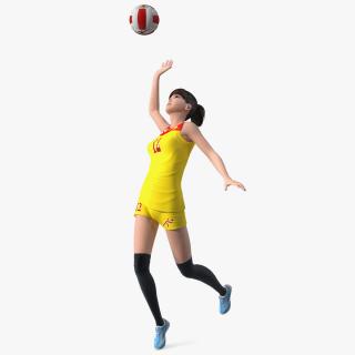 Young Chinese Woman Volleyball Player Pose 3D