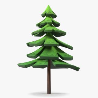 3D model Fur Tree Cartoon Style Handpaint Texture