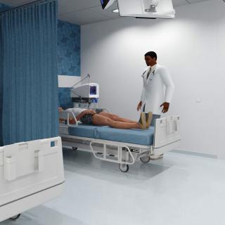 Modern Hospital Room with Patient and Doctor 3D model