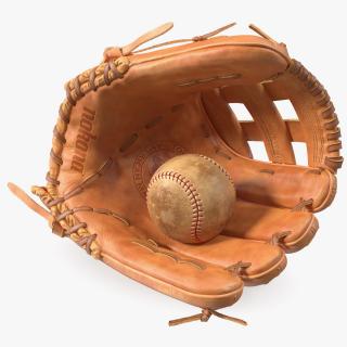 Softball Glove with Ball 3D model