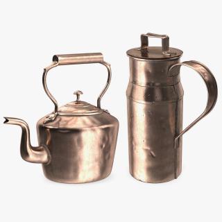 3D Antique Copper Cookware Collection 2