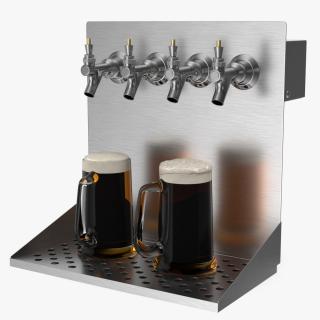 3D model Wall Mount Beer Dispenser with Beer Mugs