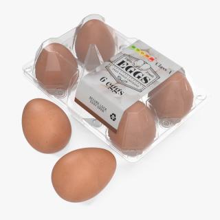 3D Pack of Six Eggs in Transparent Container