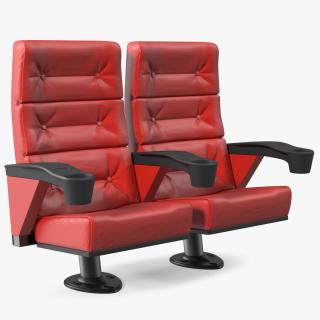 3D model Leather Cinema Chairs for Two Places Red