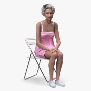 Asian Old Lady in Sleeping Suit Sitting 3D model