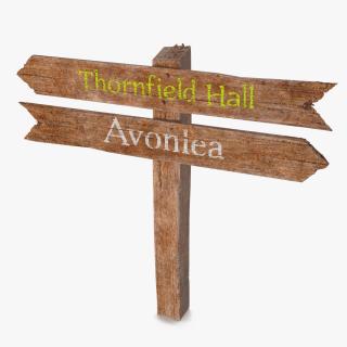 Old Wooden Direction Pointer Signpost 3D