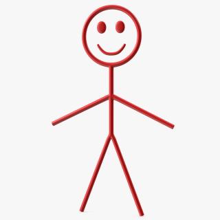 Cartoon Stickman Figure Red 3D