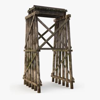 3D Wooden Trestle Bridge Structure