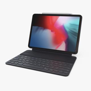 Space Gray iPad Pro 2019 with Smart Keyboard 11 inch Rigged 3D model