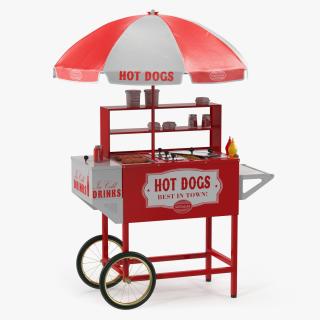 Hot Dog Cart with Food 3D