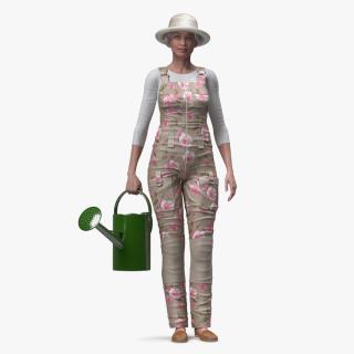 Gardener Asian Woman Rigged 3D