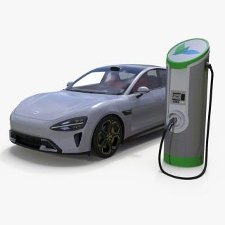 3D Electric Car Charging Station and Xiaomi Mineral Grey model