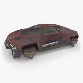 3D Rusty Hover Car Simple Interior