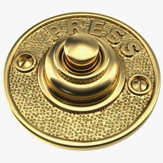 Round Bell Push Button Gold 3D