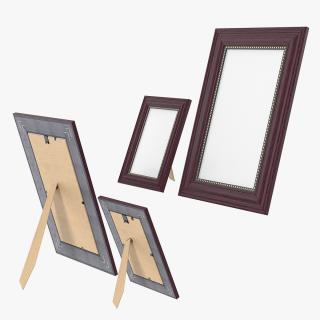 3D model Red Wood Rectangle Photo Frames Set