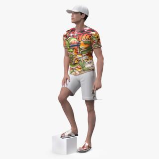 3D Asian Man Summer Outfits Standing Pose model