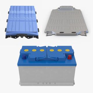 3D Classic and Electric Car Battery Collection model