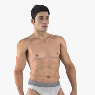 Man Athletic Figure Standing Fur 3D