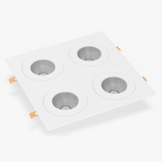 Square Surface Mount 4 Light Luminaire White 3D model