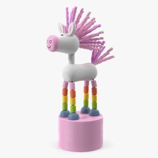 3D Push Puppet Toy Pink Unicorn model