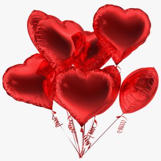 Heart Shaped Red Balloon Bouquet 3D