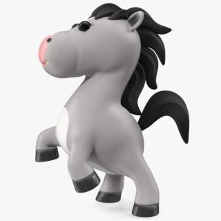 Cartoon White Horse Jumping Pose 3D