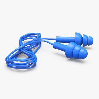 Reusable Earplugs with Safety Cord 3D model