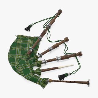 Scottish Bagpipes Instrument Green 3D model