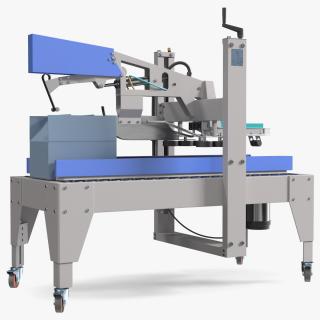 Carton Box Packing Machine Blue Rigged for Cinema 4D 3D