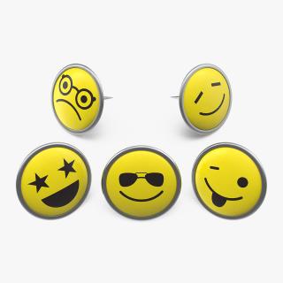 3D Round Smiley Faces Pins model