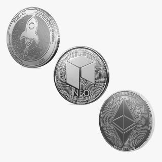 3D model Cryptocurrency Coins Silver Collection 2