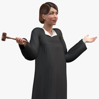 3D Female Magistrate Holding Gavel