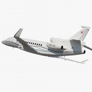 Business Long Range Trijet Dassault Falcon 7X Rigged 3D